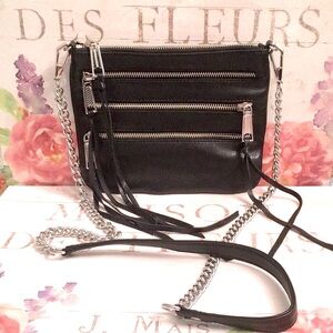 Like New! Rebecca Minkoff Zip Crossbody Black Leather Bag Rare ✨